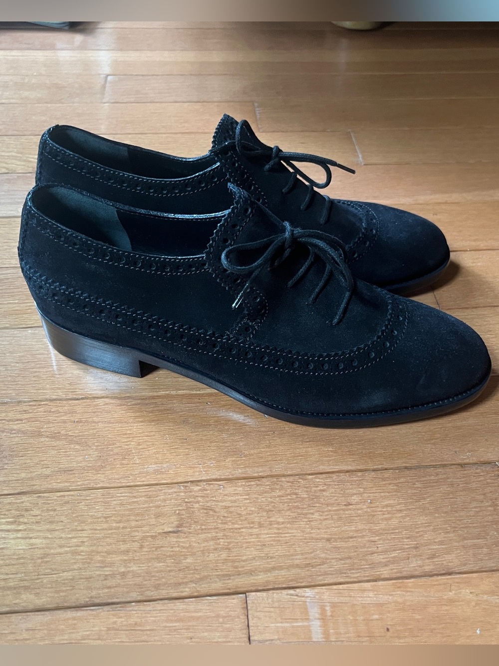 Balenciaga Black Suede Lace-Up Brogue Flats size 39